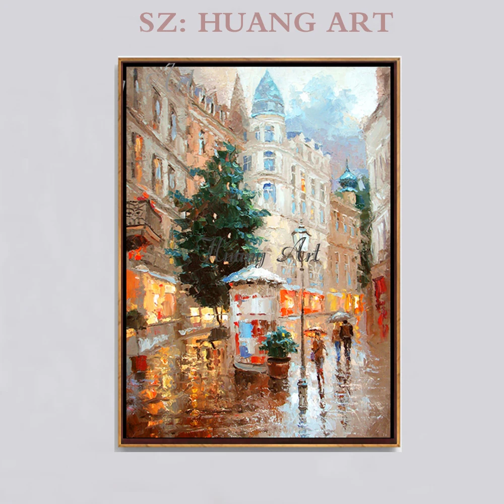 

Hand-painted oil painting neoclassic Paris Street impression Impressionism living room porch decorative painting aisle wall