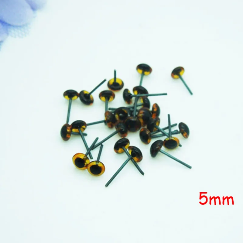 100 шт./50 Парижские стеклянные глаза для кукол проволочные янтарные/коричневые 5 мм