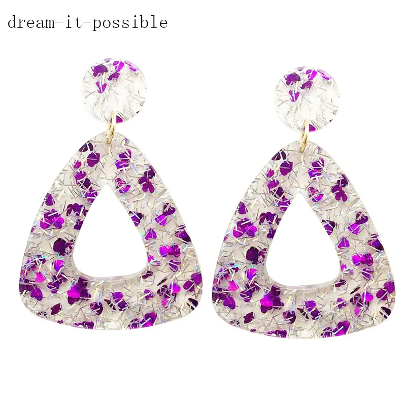 Женские Геометрические длинные серьги Dream it possible druzy прозрачные акриловые с