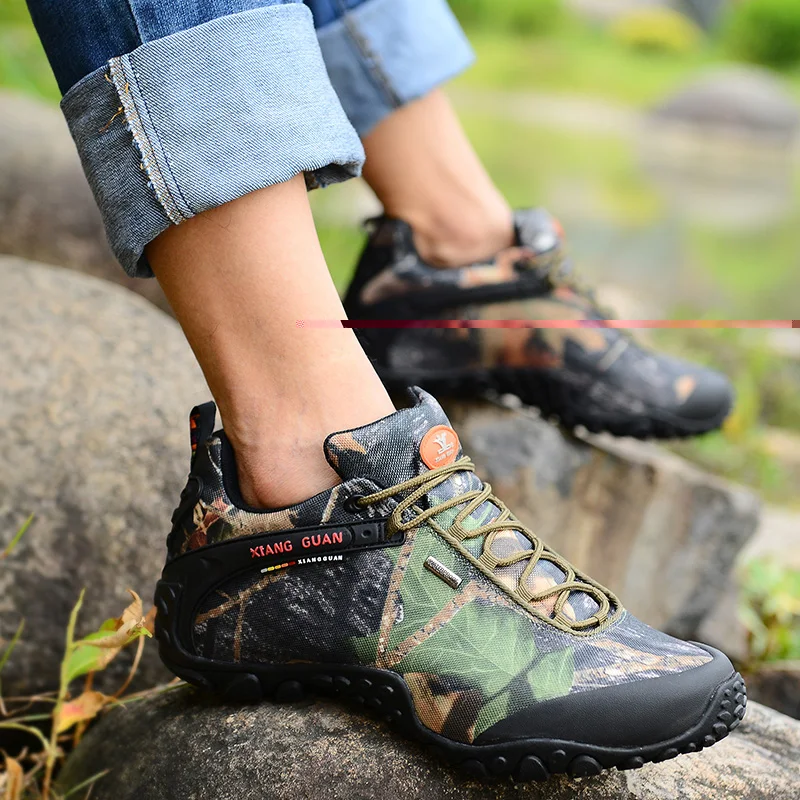 

XIANGGUAN Waterproof Hiking Shoes Men Camo Climbing Sneaker Women Camouflage Boot Plus Big Size Euro 46 47 48 Us 12 13 14 15