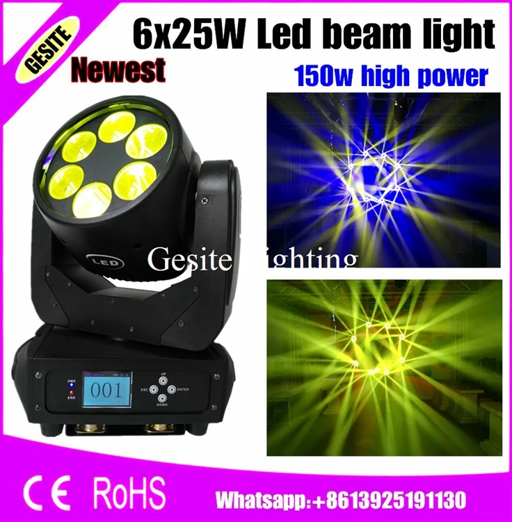 4 шт./лот светодиодный луч сценический светильник с подвижной головкой 6x25 Вт RGBW