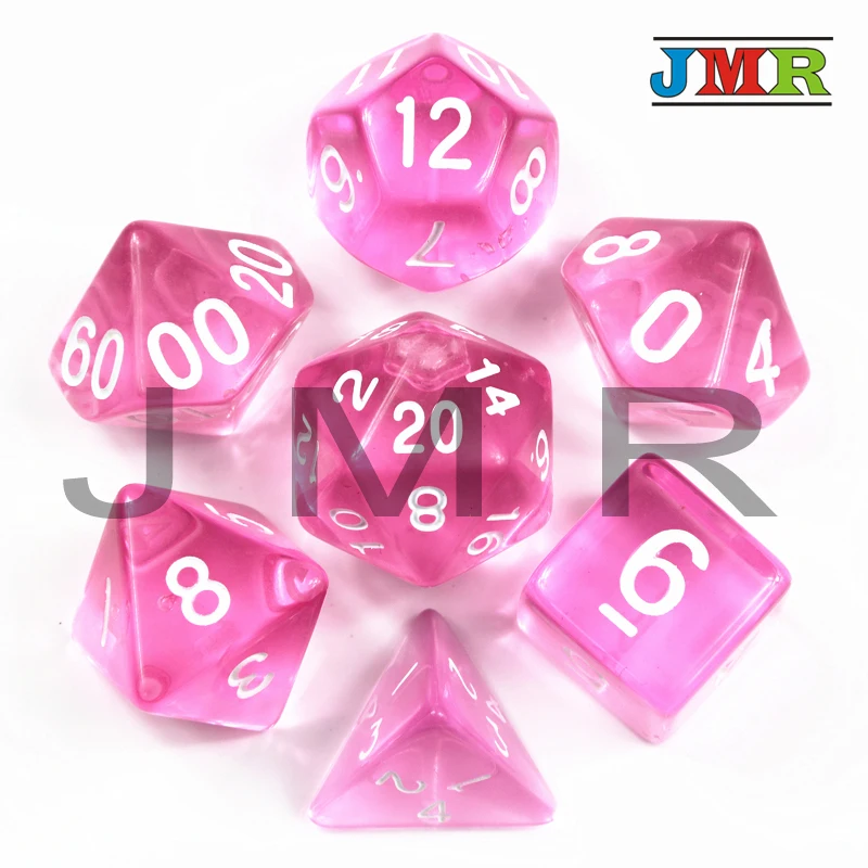 Розовый 7pc-Die набор с конфетным эффектом покер D& d D4, d6, d8, d10, d12, d20 многогранные кости, для Rpg Dnd настольной игры, в подарок - Цвет: Розовый