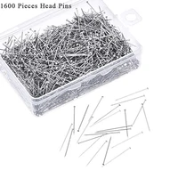 1600 pieces head pins fine satin pin dressmaker pins for jewelry making sewing and craft stainless steel 1 116 inch