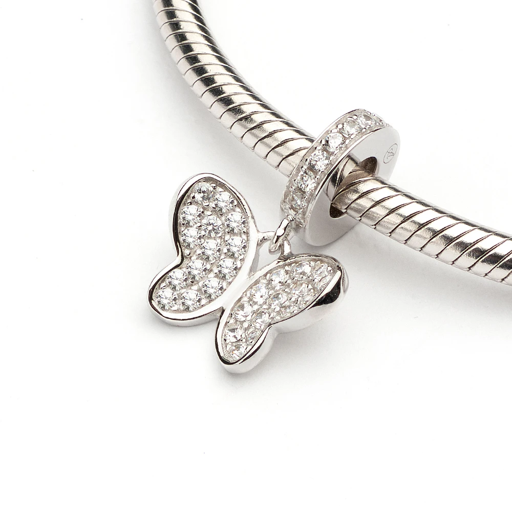 Подвеска бабочка ATHENAIE из серебра 925 пробы с прозрачным кубическим цирконием