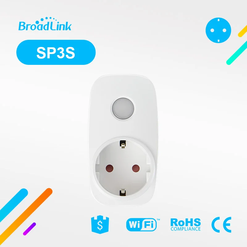 Новинка, Broadlink SP3S измеритель мощности, умная беспроводная Wi-Fi розетка, штепсельная вилка, 16А, 3500 Вт, с измерителем энергии, IOS, Android, пульт дистанционного управления