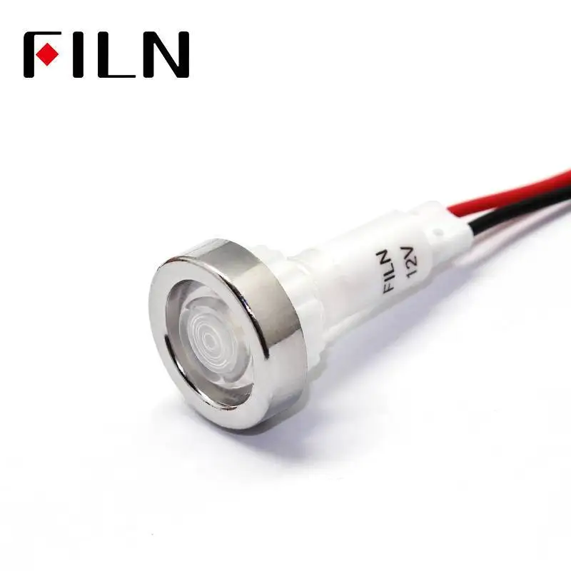 12v White FILN 12v 220v 10 мм Светодиодная пластиковая сигнальная светового Индикатора лампа с 20 см cbale - Цвет: 12v White