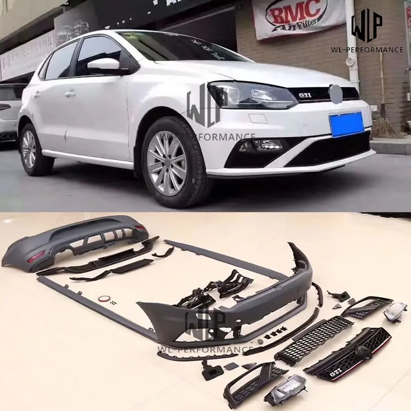 Polo GTI Style PP Неокрашенный автомобильный передний бампер задний диффузор для Volkswagen