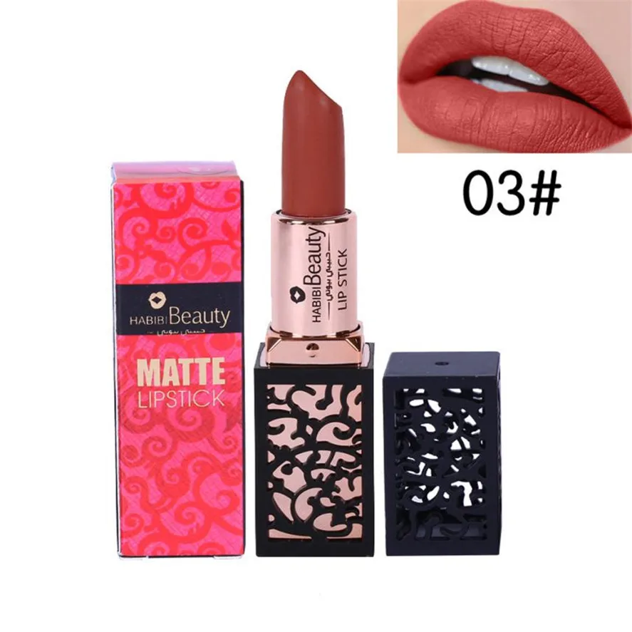 Новинка, стойкая матовая губная помада HABIBI BEAUTY, 1 шт., помада, косметика для женщин, сексуальные губы, матовый стойкий блеск для губ, вечерние, красивый макияж - Цвет: 03