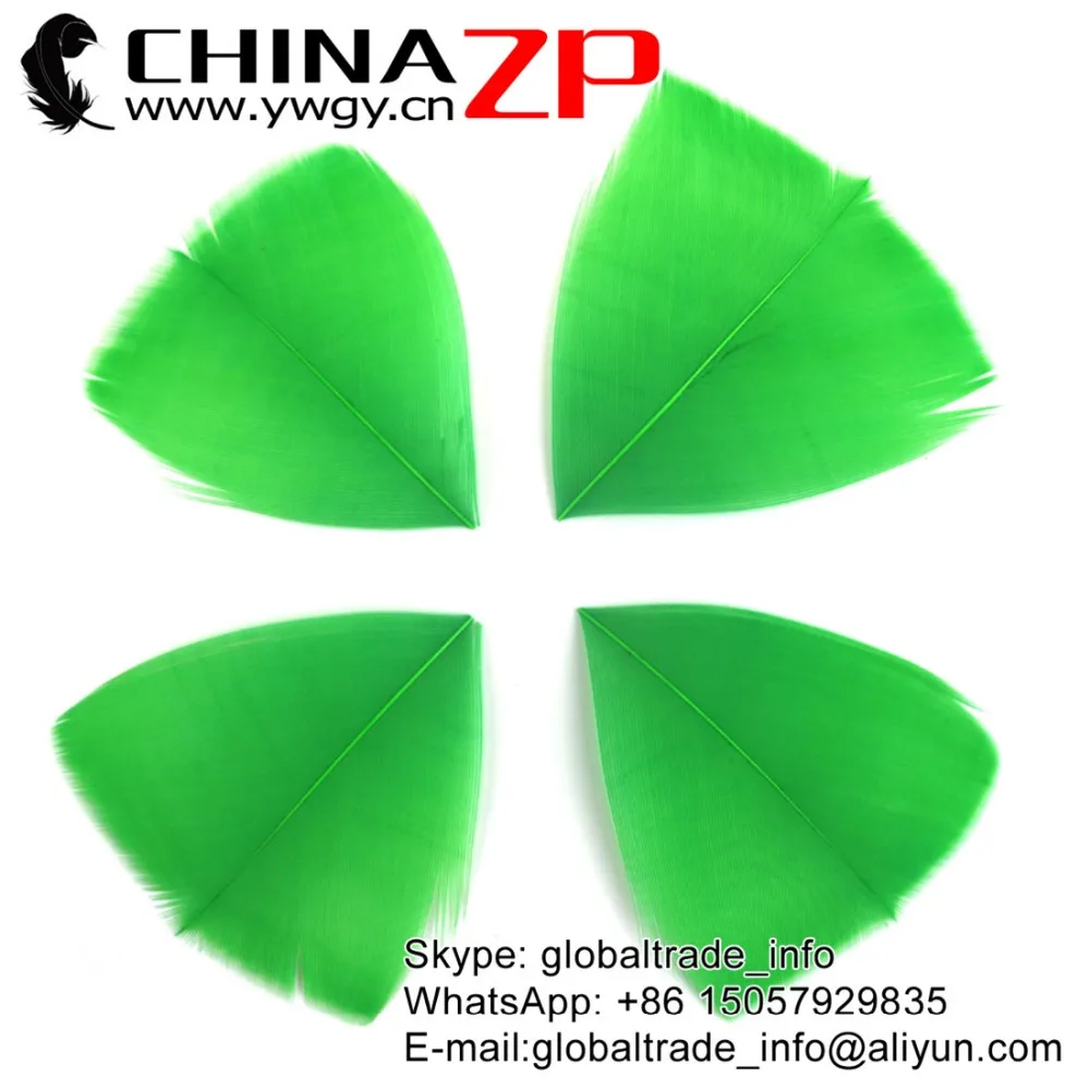 

CHINAZP Factory 3~7cm 100Pcs/lot High Quality Dyed Green Turkey Feathers Petal Trimmed Wholesale for Craft