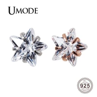 umode real 925 sterling silver clear zircon star stud earrings for women s925 studs flower earrings zircon fine jewelry ule0575