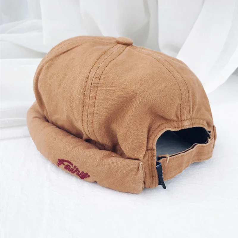 

2019 Cute Vintage Breathable Beanie Hat Women Hip Hop Men Hat Cotton Retro Adjustable Brimless Hat Literary Landlord Sailor Cap