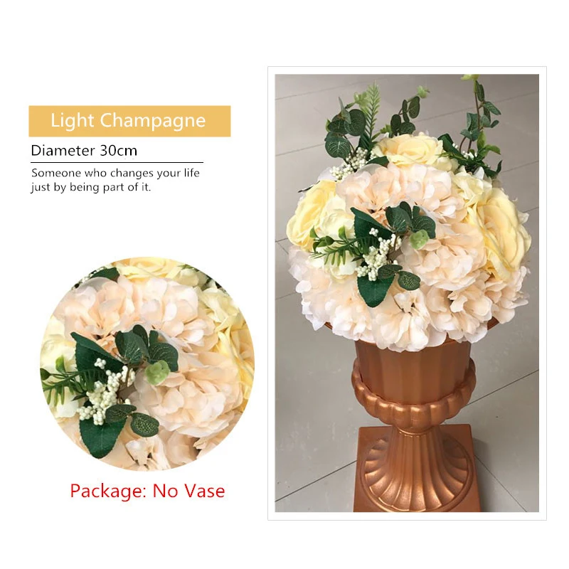 Light Champagne 10 шт. 30 см новые искусственные римские колонны цветок шар Шелковый цветок для свадебного украшения Дорога свинец дома вечерние Фотографии Декор - Цвет: Light Champagne
