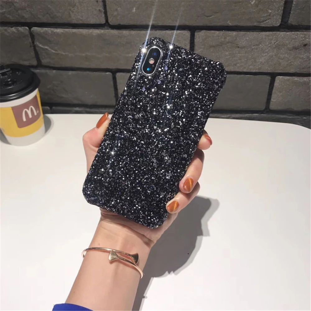 Тепла стильный 3D блеск блестящий чехол со светящимся напылением для iPhone XS X XR MAX 5 6