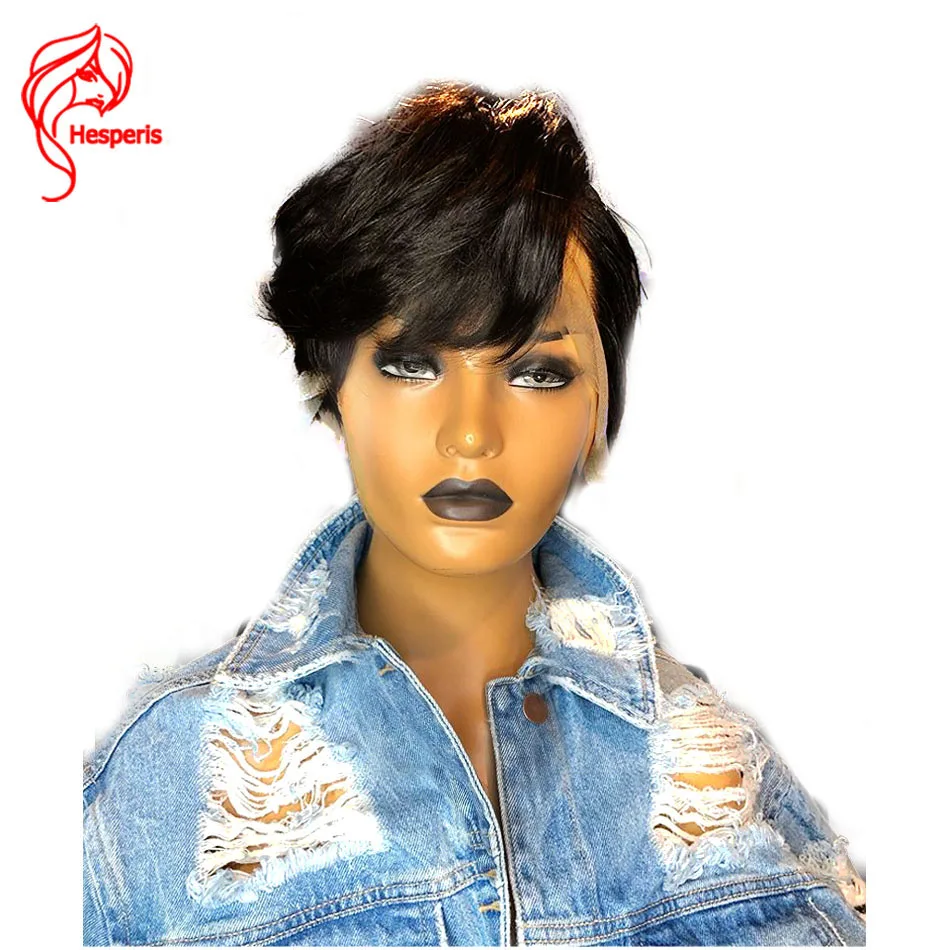 Hesperis Pixie Cut парик предварительно выщипанные 13x6 короткие парики из человеческих волос бразильский Remy Боб Кружева передние парики для женщин короткие парики
