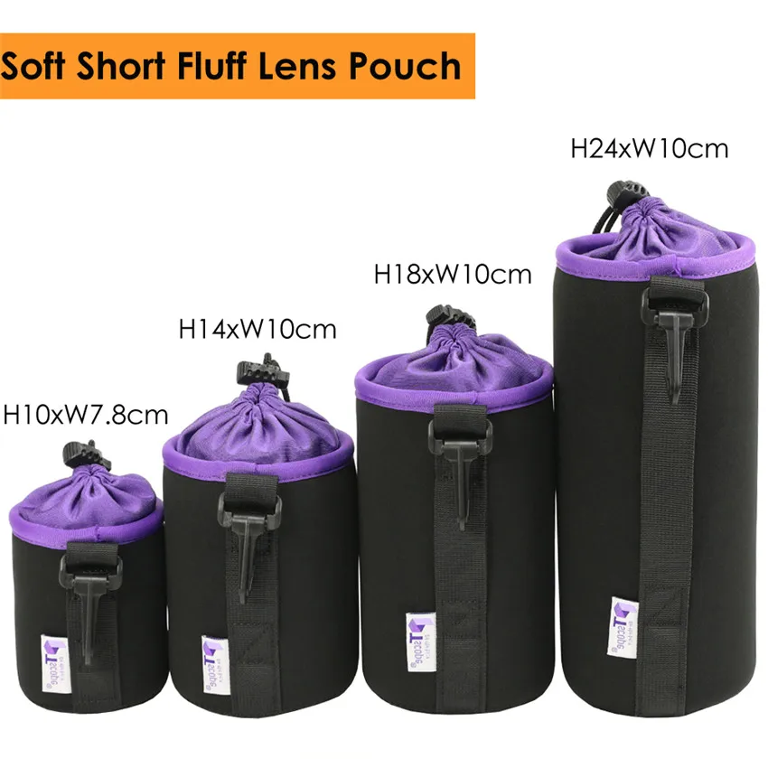 Камера объектива чехол сумка Толщина мягкого неопрена короткий пух DSLR карман