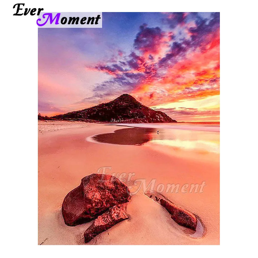 Картина с бриллиантами Ever Moment ручная работа пляж закат светящаяся картина хобби