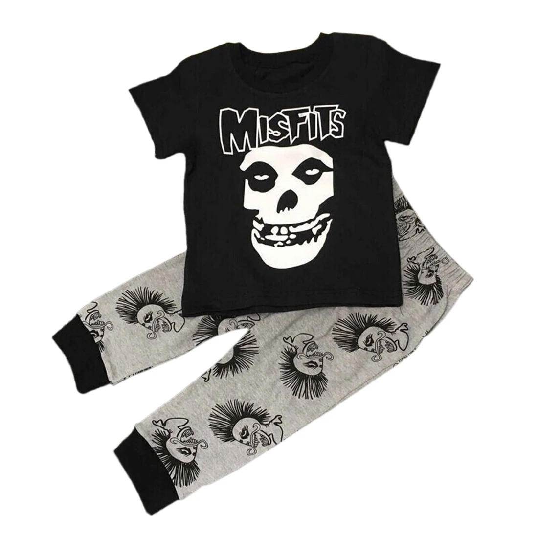 MISFITS Toddler Baby Boys Kids Skeleton Print Short Sleeve T-Shirt Tops Long Pants 2017 New Summer Clothes Outfits Gentleman Set | Детская