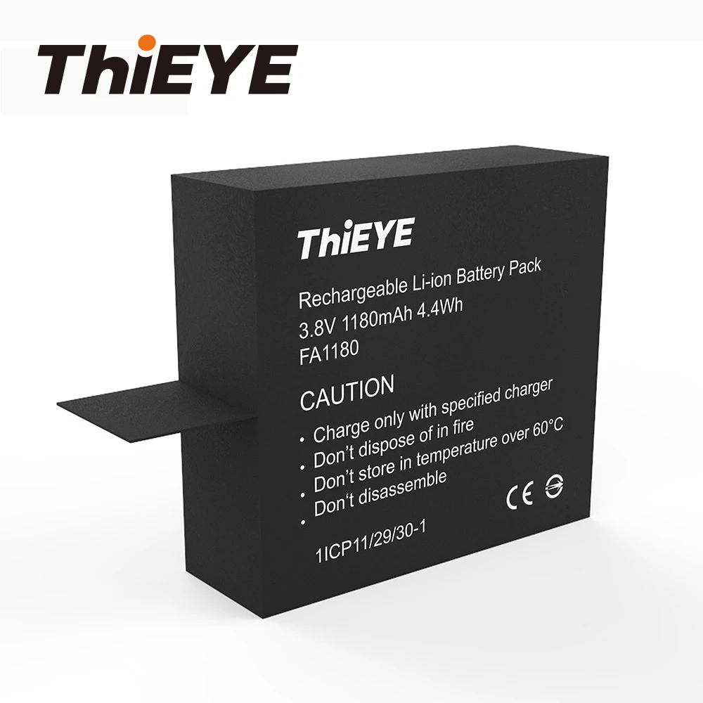 V6 / V5s Батарея для ThiEYE 1180 мА/ч литий Перезаряжаемые экшн Камера аксессуары спорта