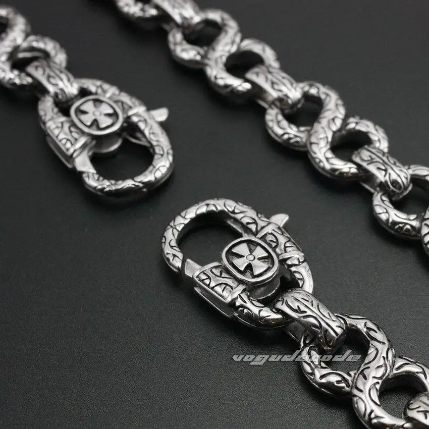 Мужской байкерский кошелек с цепочкой 14 &quot~ 36&quot готический крест из нержавеющей