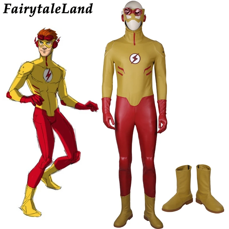 Kid flash карнавальный костюм Хэллоуин костюмы для взрослых мужчин супергероя Young