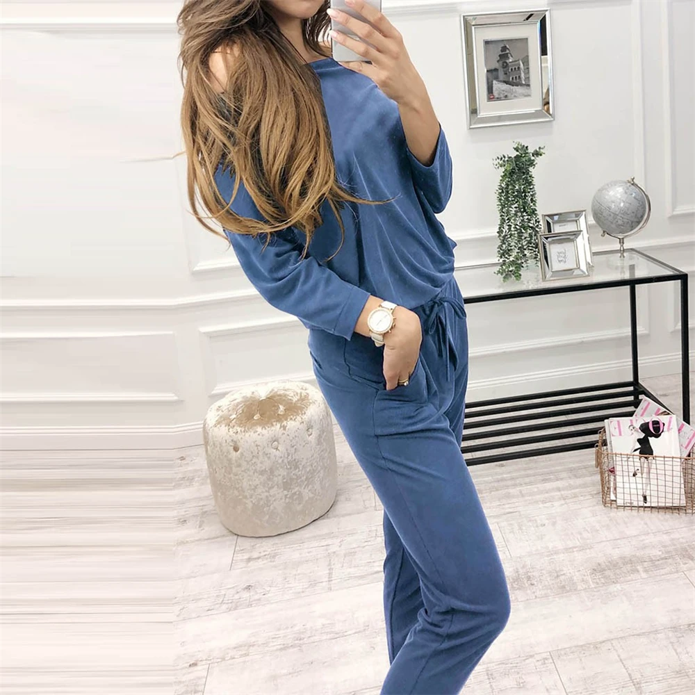 JAYCOSIN Женский комплект одежда сексуальный тонкий однотонный из двух частей с