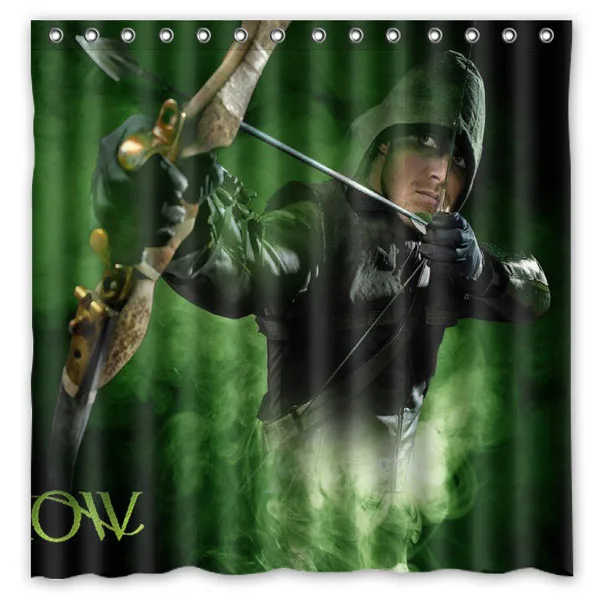 Green Arrow Waterproof Shower Curtain Home Bathroom Curtains with 12 Hooks Polyester Fabric Bath | Дом и сад