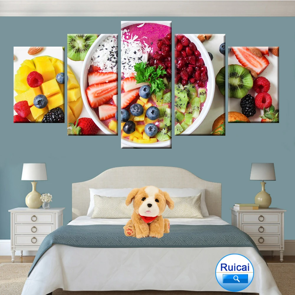 Wall Art 5 Panel HD Print Delicious Fruit Sarah Poster Canvas Painting Modular Restaurant Kitchen Decoration Mural | Дом и сад