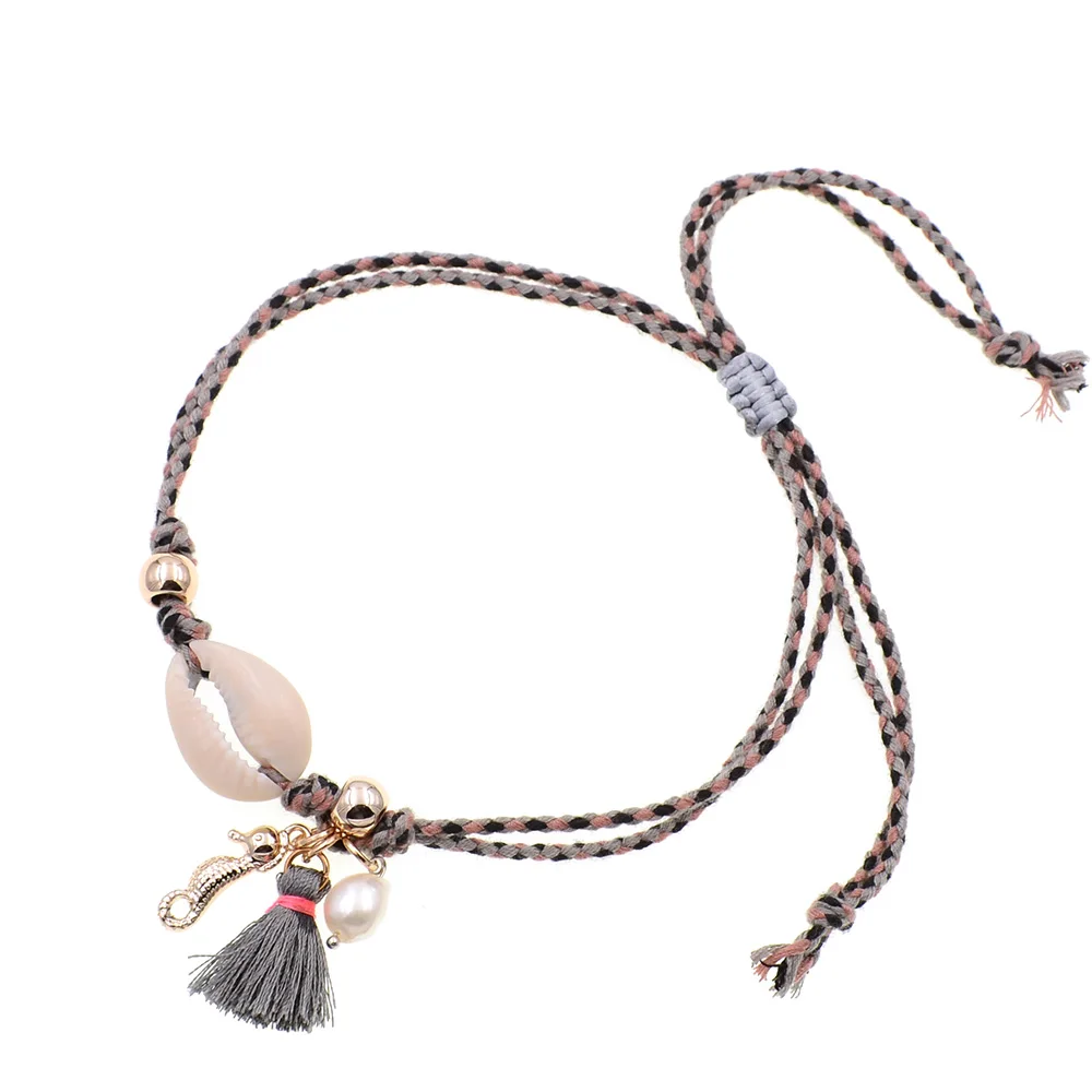 WELLMORE для женщин ножной браслет Браслеты BOHO в виде ракушки ножные браслеты для Чехол женский/кисточкой/Пресноводная Груша украшения для щиколотки дропшиппинг