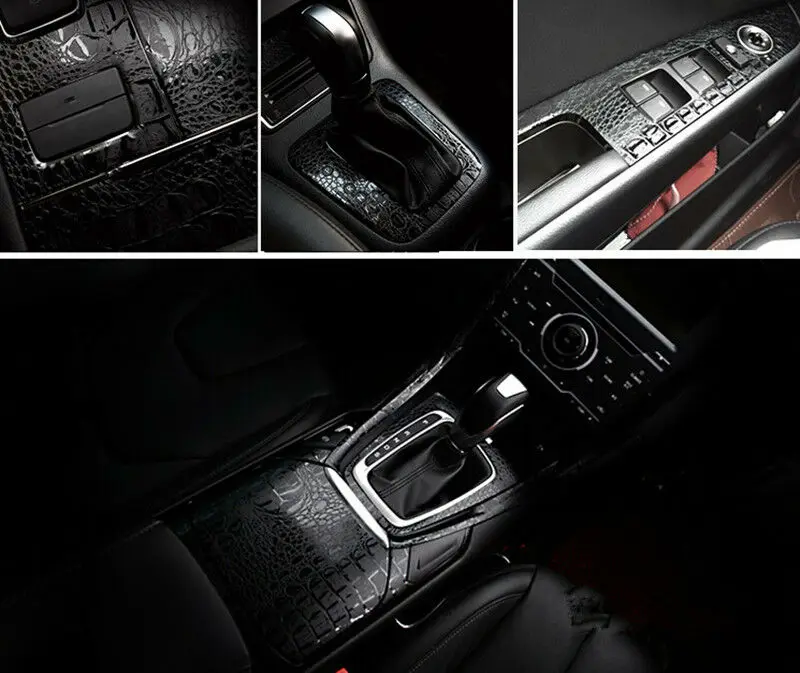 SUNICE Auto Car Wrap Film Black Crocodile Texture Wrapping Sticker Decoration Waterproof Air Bubble Free 1.52*1m |