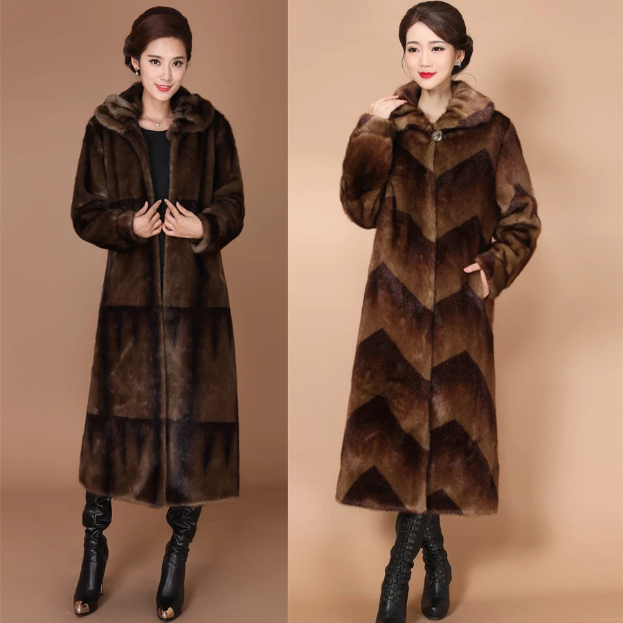 Длинные свободные меховые пальто Теплые Норковые Шубы Плюс Размер M-5XL2018 женские высококачественные утепленные меховые куртки парка женская зимняя Роскошная куртка