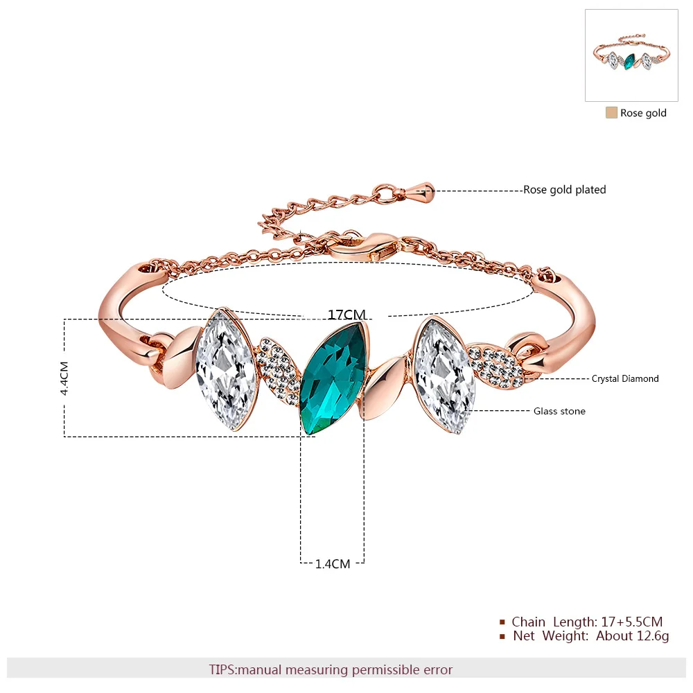 Hot hot salesLovely crystal bracele rose gold individuality gem bracelet green Cubic Zirconia the wedding gift | Украшения и