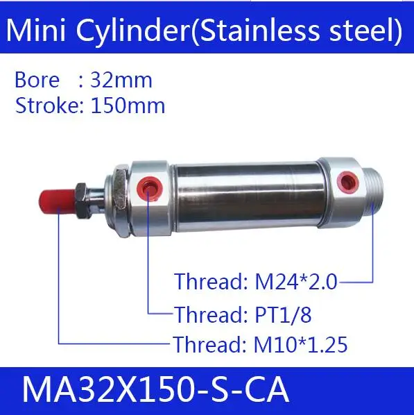 Free shipping Pneumatic Stainless Air Cylinder 40MM Bore 25MM Stroke MA40X25-S-CA 40*25 Double Action Mini Round Cylinders | Обустройство