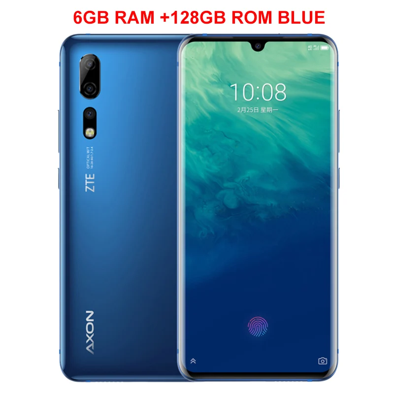 Blue 6GB 128GB Мобильный телефон zte Axon 10 Pro, 6,47 дюймов, гибкий изогнутый экран, 6 ГБ ОЗУ, 128 Гб ПЗУ, восьмиядерный смартфон Snapdragon 855, 4G LTE - Цвет: Blue 6GB 128GB