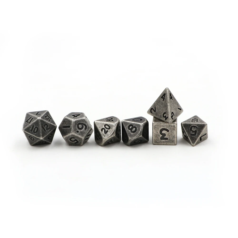 Металлические игральные кости DND Set 7 шт./компл. мини RPG игры в различные никелевые