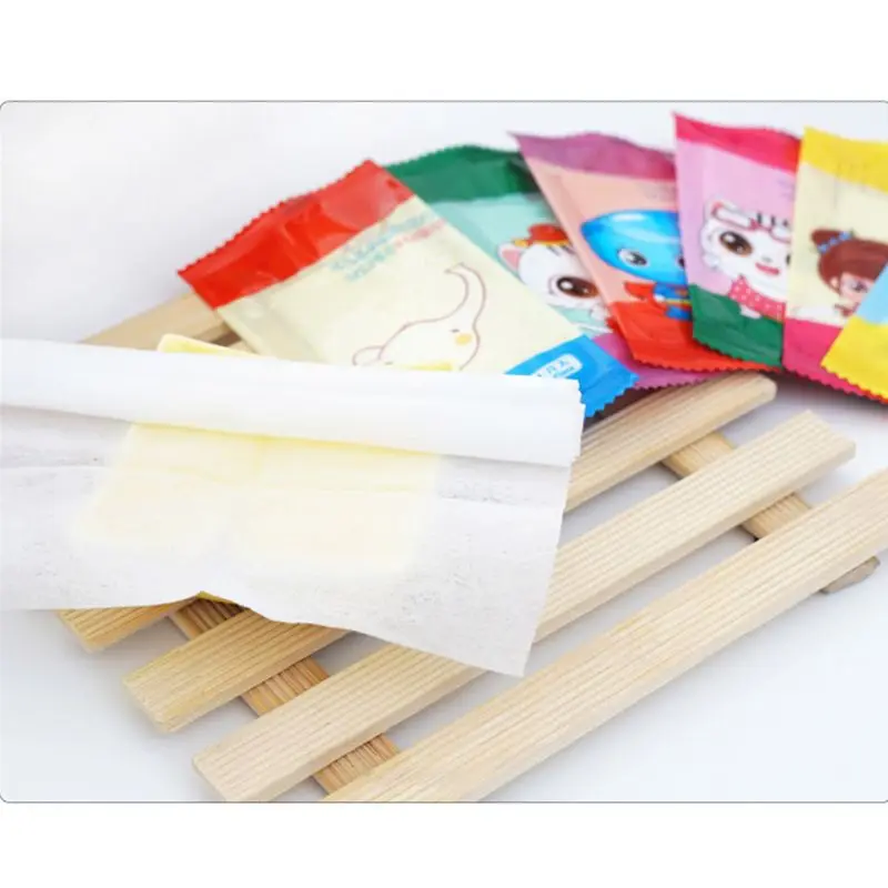 10Pcs Disposable Restaurant Internet Bar Dining Non-Woven Fabric Wet Wipes Tissue Towel Cute Cartoon Logo Individually Wrapped | Красота и