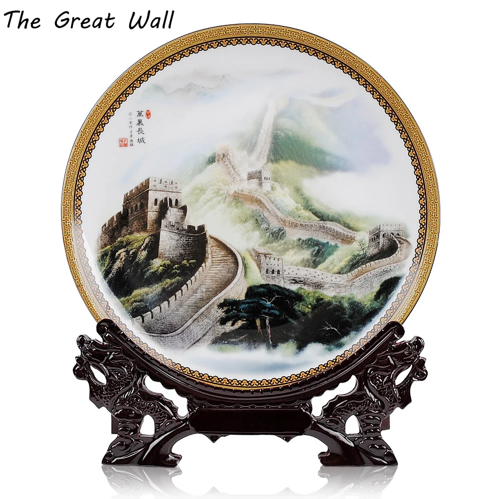 Китайский пейзаж керамическая декоративная тарелка подвесная Great Wall набор