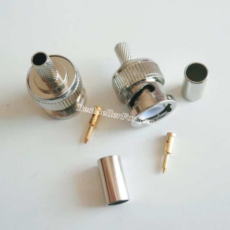 10 шт. обжимные коннекторы BNC для коаксиального кабеля RG58 RG142 RG400 LMR195 RG223|plug connector|l