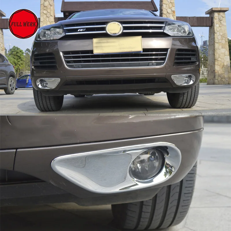 

2pcs ABS Chrome Car Front Fog Light Lamp Cover Hoods Trim for VW Touareg 2011 2012 2013 2014 2015 Fog Light Decoration Cap Frame