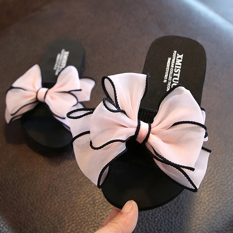 

Children Slippers Summer Trendy Mother Girls Slippers Colorful Big Bow Beach Shoes Wedge Flip Flog Parent Child Shoes KS209