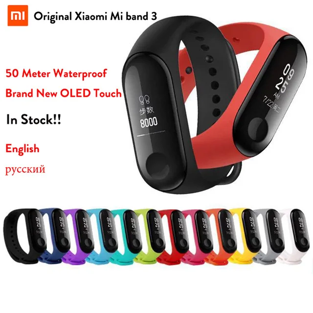Фитнес браслет Xiaomi Mi Band 3 водонепроницаемый OLED сенсорный экран Прогноз погоды
