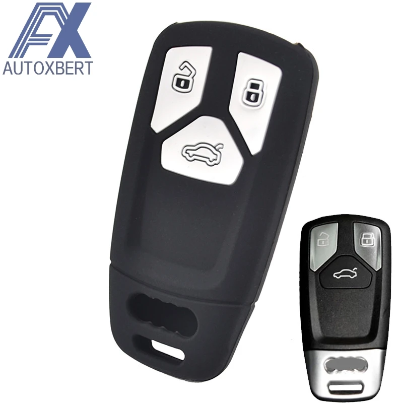 AX For Audi A4 allroad B9 Q5 Q7 TT TTS 2016 2018 Silicone Key Case Cover Keyless Fob Shell Skin Keyring Chain Holder Protector|key silicone