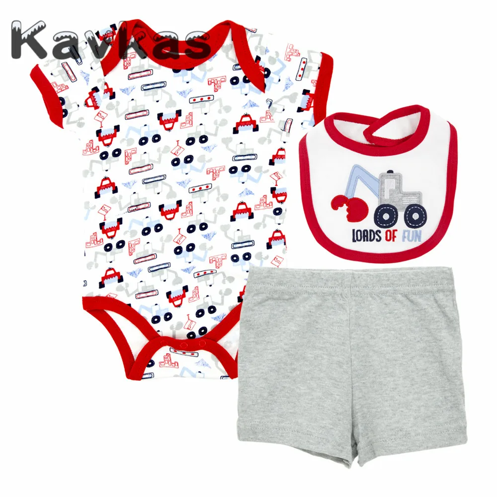TZ6106 Kavkas/комплект летней одежды для малышей, короткий рукав, хлопок, мультяшный дизайн, детские комбинезоны, Одежда для новорожденных, боди+ штаны+ шапочка/обувь - Цвет: TZ6106