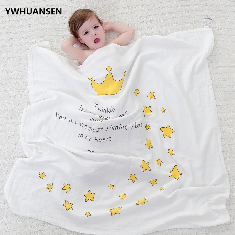 Двухслойное муслиновое одеяло YWHUANSEN хлопковые пеленки банное полотенце для