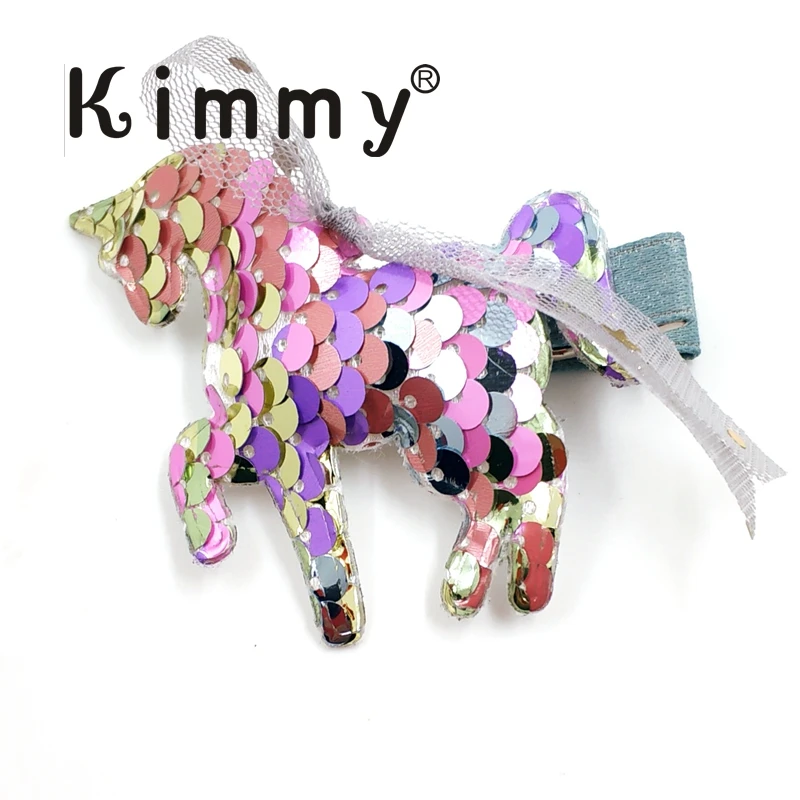 

20pcs free shipping Hight Quality Rainbow white Glitter Unicorn Hair clip Barrette