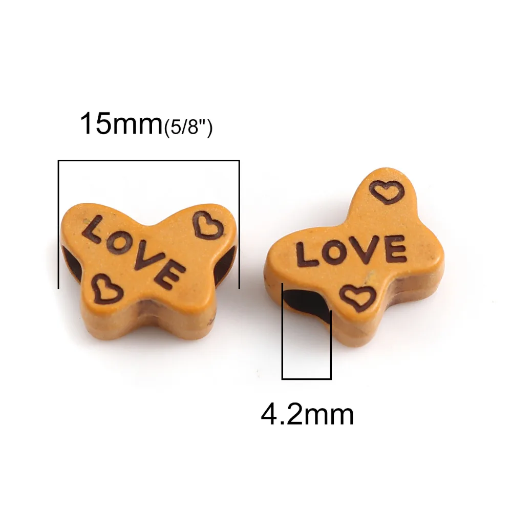 DoreenBeads Модные Акриловые бусины бабочка животное коричневый узор сообщения