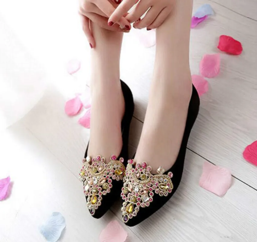 Новинка роскошная женская обувь со стразами на плоской подошве Женская удобная