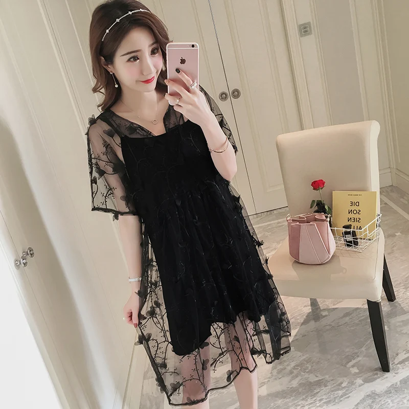 2018 New Brand Summer Maternity Dress Woman Cute Floral Embroidery Large Size Dresses Pregnant Clothing MD-00537 | Мать и ребенок