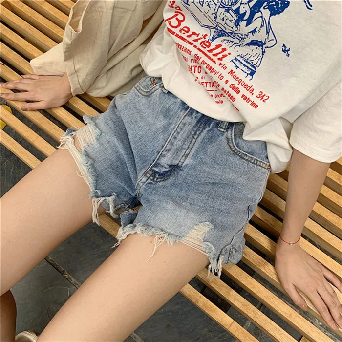2019 простые джинсовые шорты с бахромой | Женская одежда