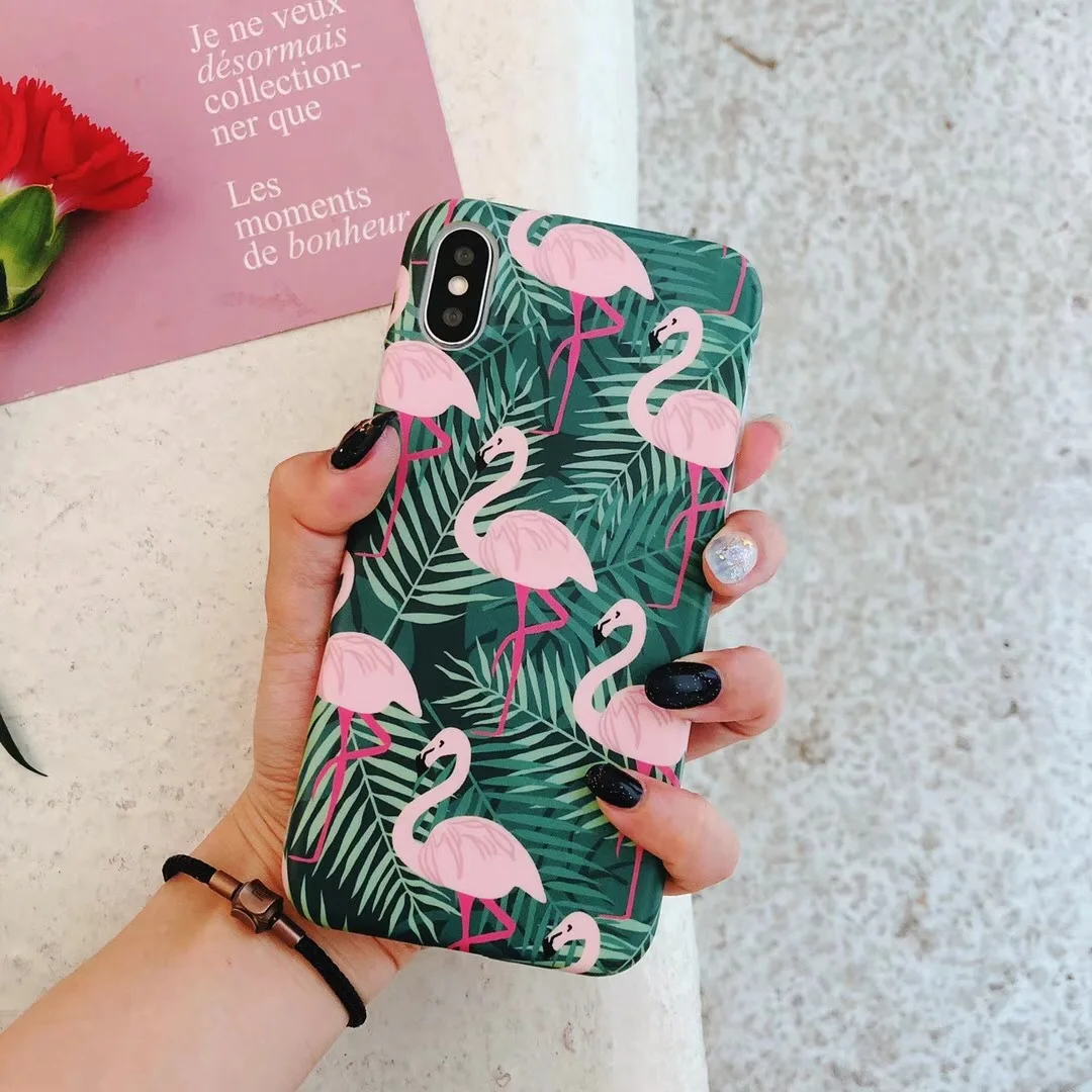 Фламинго чехол для телефона IPhone 7 8 плюс Лето мягкая Full Cover 6 S X Plus капа |