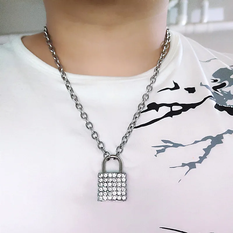 DIY Хип-Хоп рок замок из нержавеющей стали ожерелье Серебряный Квадратный замок кулон ожерелье для мужчин и женщин модные ювелирные изделия